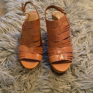 Franco Sarto orange wedge sandals